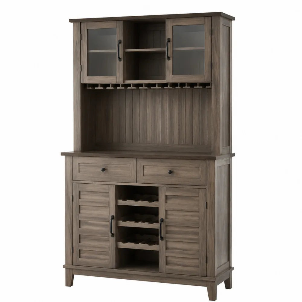 Credenza in legno con ante in vetro temperato marrone