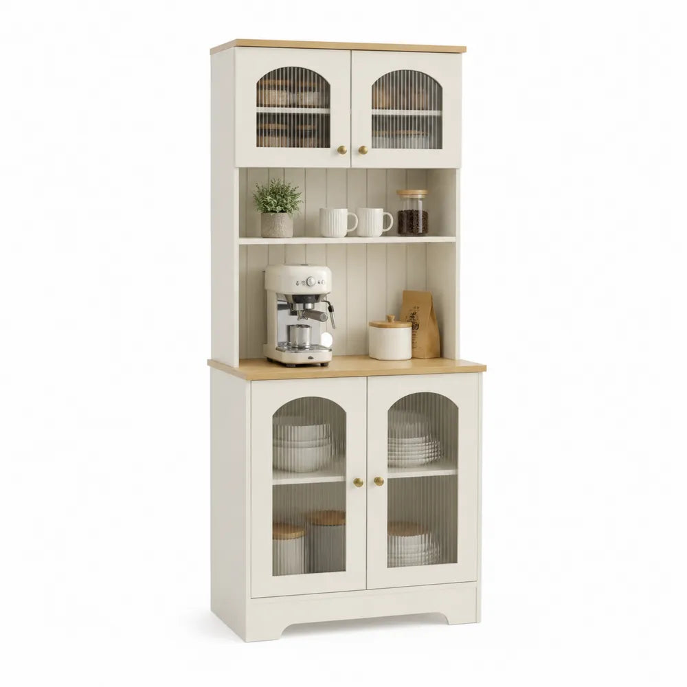 Credenza da cucina in MDF e vetro temperato bianco