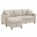 Divano ad angolo in tessuto beige con chaise longue