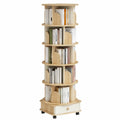 Scaffale girevole in legno chiaro con ruote e cassetto, altezza 160 cm