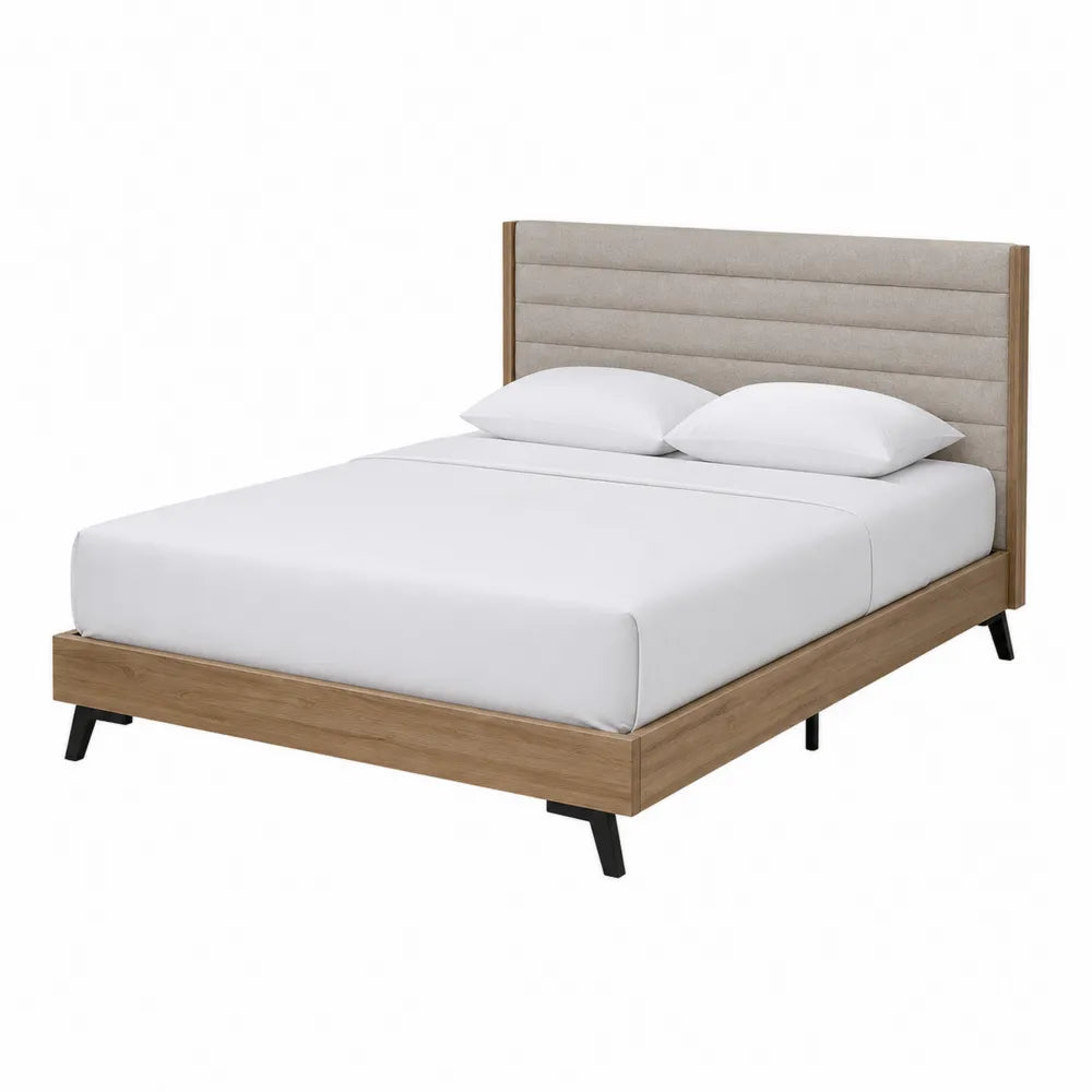 Letto Matrimoniale in Legno con Testiera Imbottita 200x160 cm