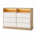 Cassettiera in legno e bianco con 8 cassetti e luci LED