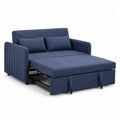 Divano Letto in Tessuto Blu con Seduta Estraibile