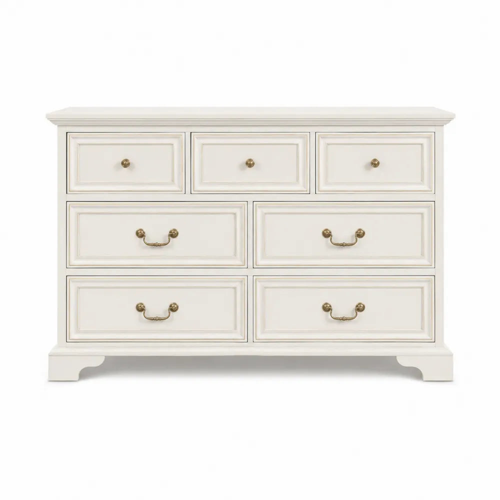 Cassettiera in legno con 7 cassetti, bianco