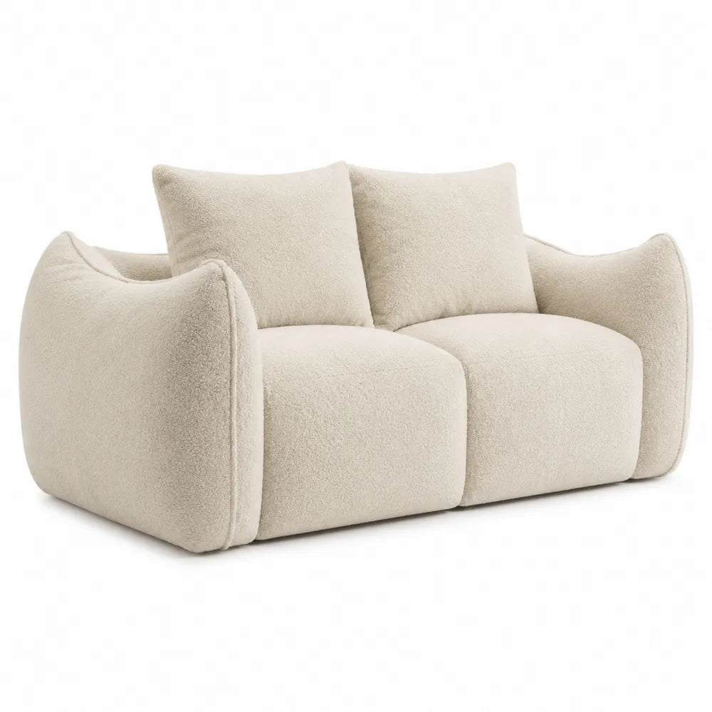 Divano a 2 posti in tessuto bouclé beige