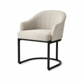 Sedia in tessuto poliestere beige con struttura in acciaio