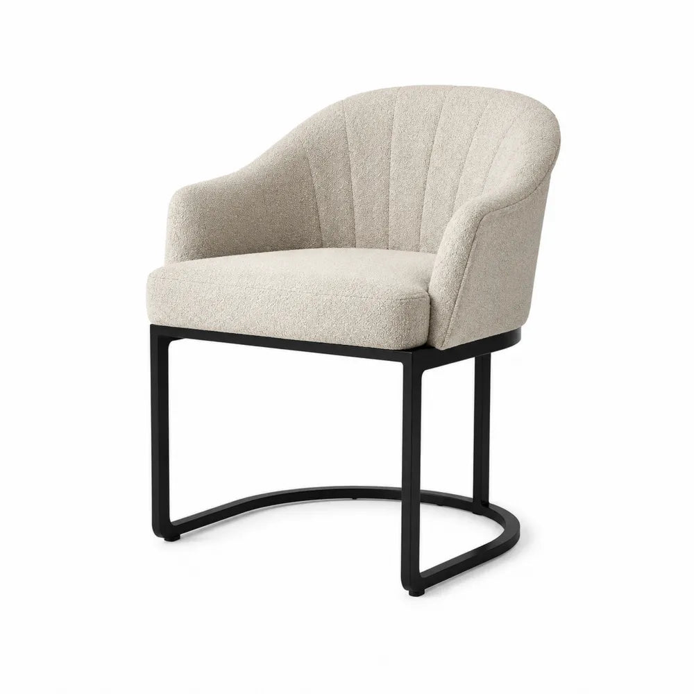 Sedia in tessuto poliestere beige con struttura in acciaio