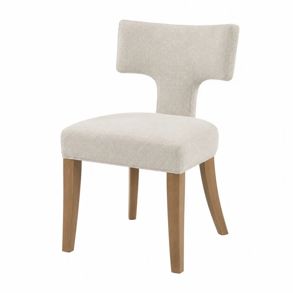 Sedia in legno e tessuto beige