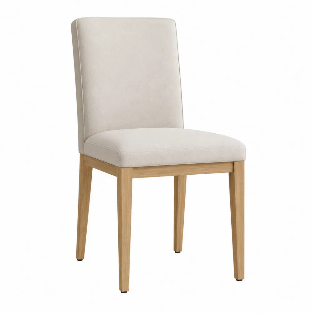 Sedia da Pranzo in Legno e Tessuto Beige