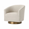 Poltrona girevole beige in tessuto e metallo, H72 x L80 x P76 cm