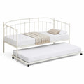 Letto singolo in metallo con letto estraibile crema