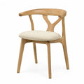 Sedia in legno di quercia con seduta in tessuto beige