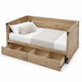 Letto singolo con cassetti in rovere