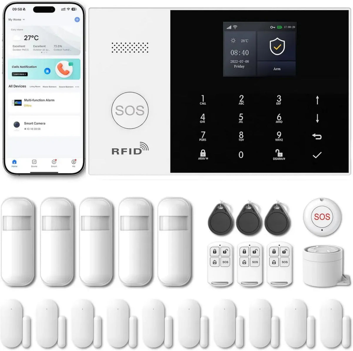 Sistema di Allarme Casa Smart 4G Wi-Fi con 24 Componenti, Compatibile con Alexa e App Tuya