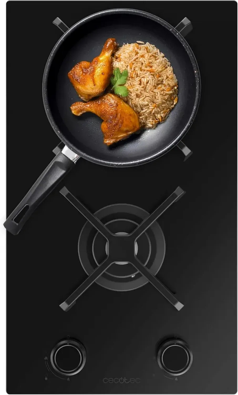 Piastra a Gas Cecotec Bolero con 2 Fuochi, Nano Glass e Bruciatore WOK