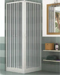 Cabina Doccia PVC Angolare 70x70 cm, H 185 cm, Modello LINA, Bianco, Apertura Centrale a Soffietto