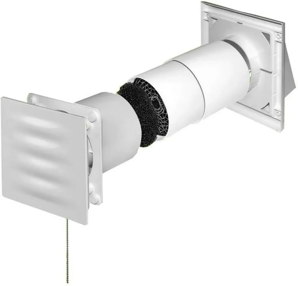 Ventilatore a Recupero di Calore per Bagno - Montaggio a Parete - 405 mm - Bianco/Nero