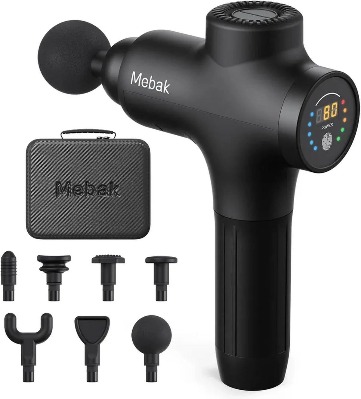 Pistola Massaggio Muscolare Mebak 3 Professionale 3200RPM con 7 Testine e 5 Velocità, Massaggiatore Elettrico Silenzioso per Sollievo dal Dolore