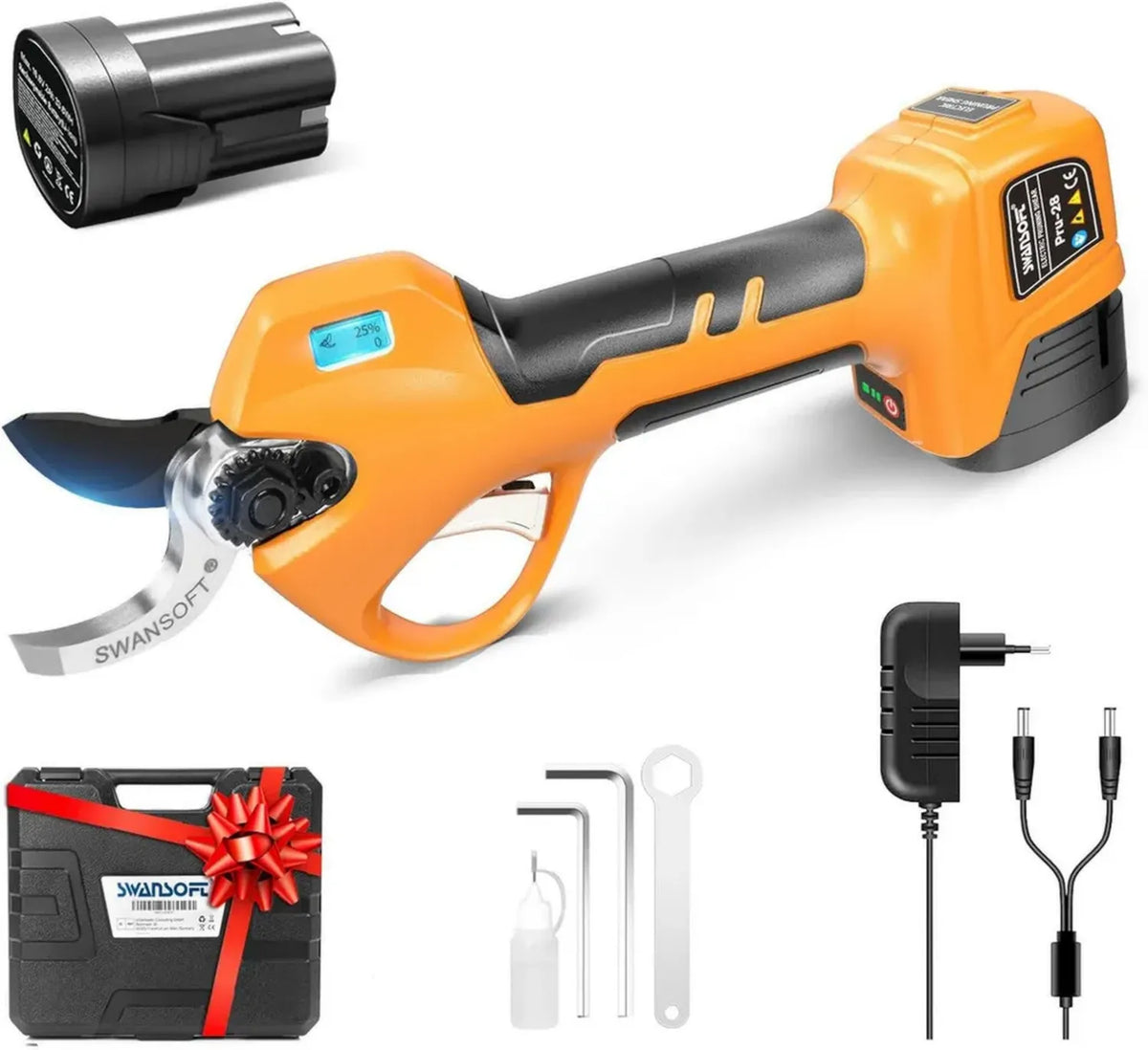 Forbici Potatura Elettriche SWANSOFT PRU28, 28mm 850W 16,8V, Taglio Potente e Sicuro