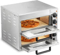 Forno Elettrico Pizza 14'' Acciaio Inox con Pietra e 2 Ripiani per Casa e Ristorante