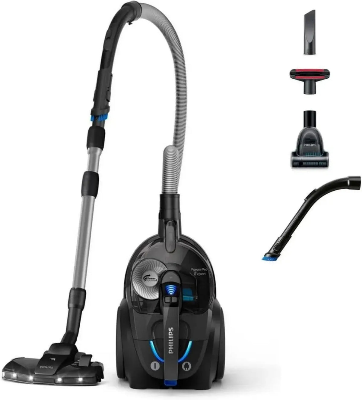 Philips PowerPro Expert 7000 - Aspirapolvere Ciclonico, LED TriActive+, Filtro Antiallergico, 900W, Nero