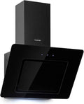 KLARSTEIN Sofia 60 - Cappa da Cucina Inclinata, 60 cm, Classe B, 300 m³/h, Scarico e Ricircolo, Illuminazione LED, Controllo Touch, Design in Vetro, Montaggio a Parete, Nero