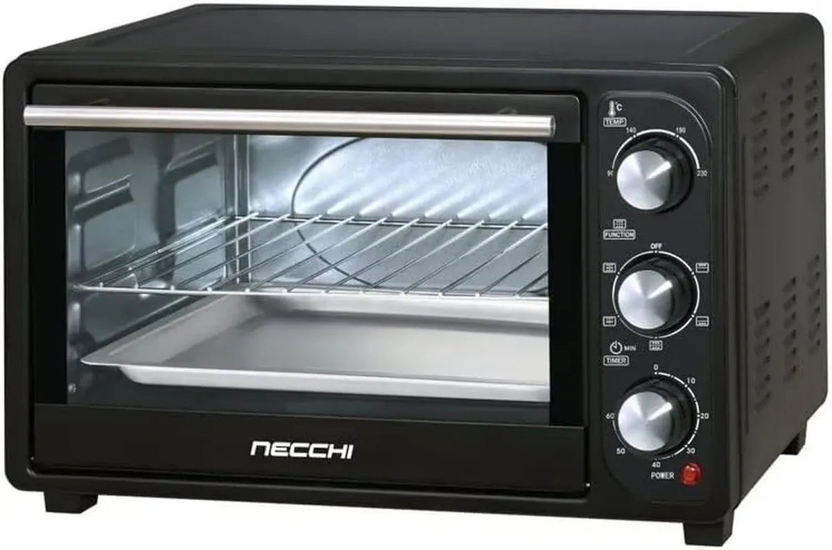 Necchi Forno Elettrico Ventilato 22L con Doppie Porte in Vetro e Controllo a 6 Stadi