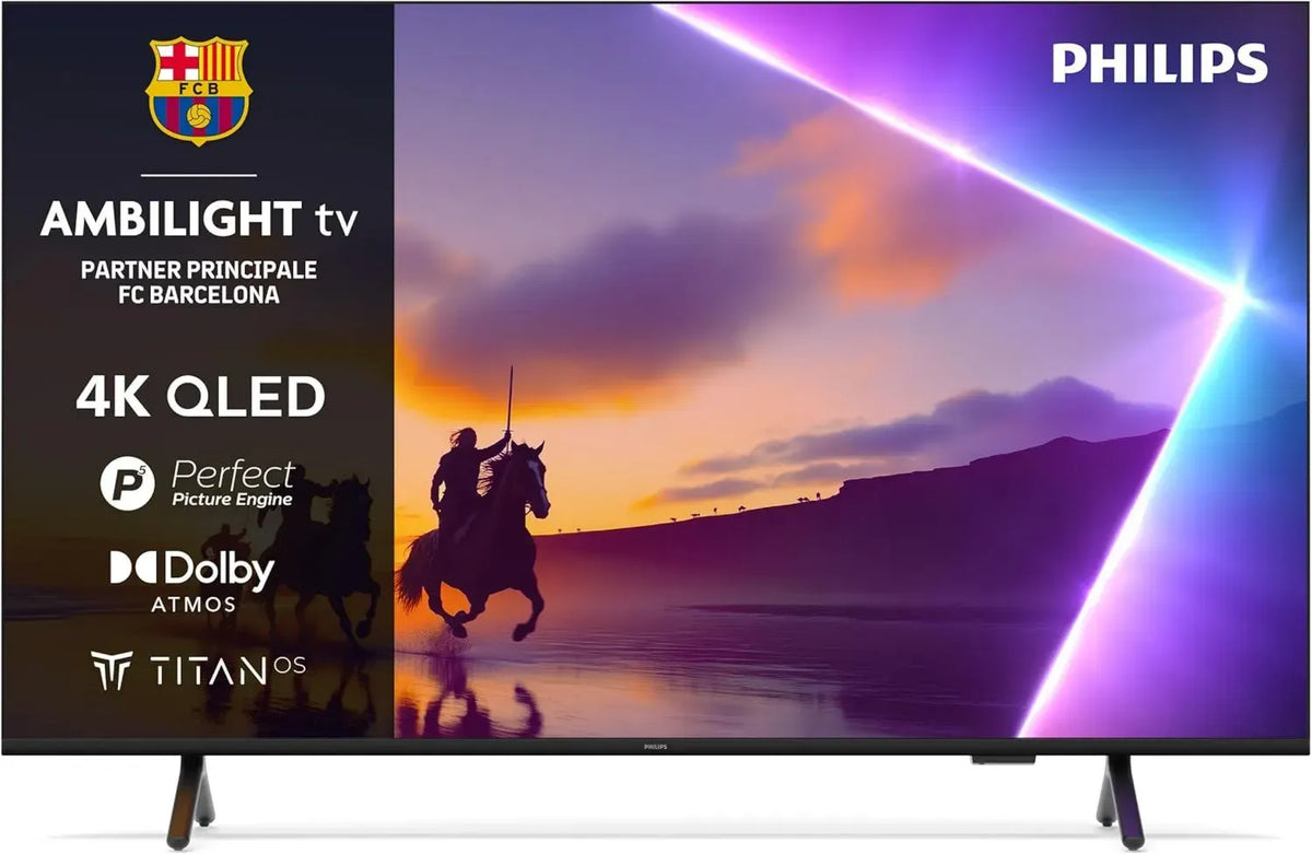 Philips Ambilight TV 50' 4K QLED Smart con Titan OS e Dolby Atmos