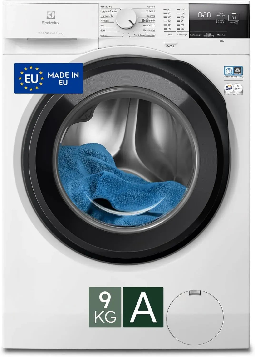 Lavatrice Electrolux 600 frontale 9 Kg, SensiCare, Time Manager, Classe A, Programma Rapido