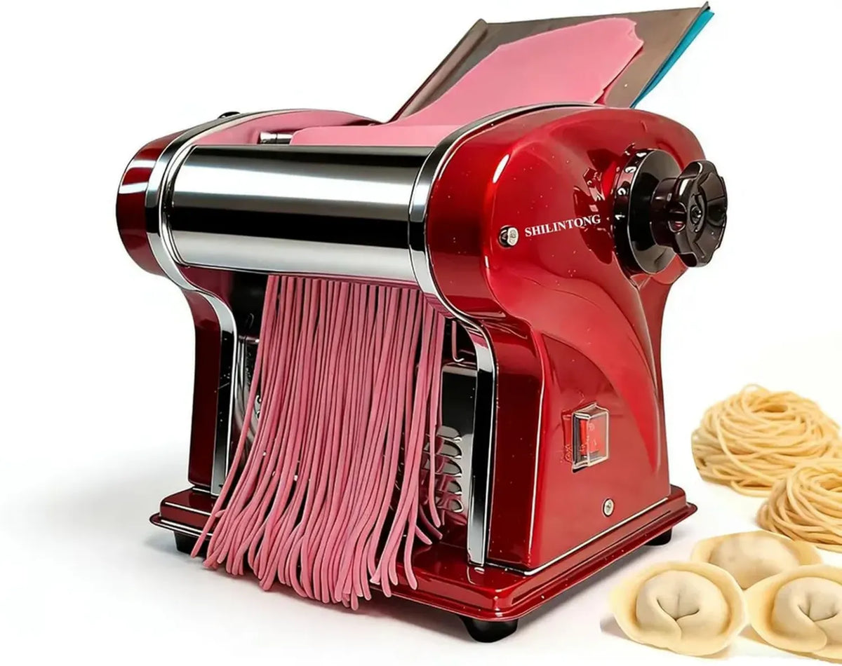 Macchina Elettrica per Pasta SHILINTONG - Taglierina Doppia in Acciaio Inossidabile 1.5mm e 4mm - Ideale per Casa e Ristorante