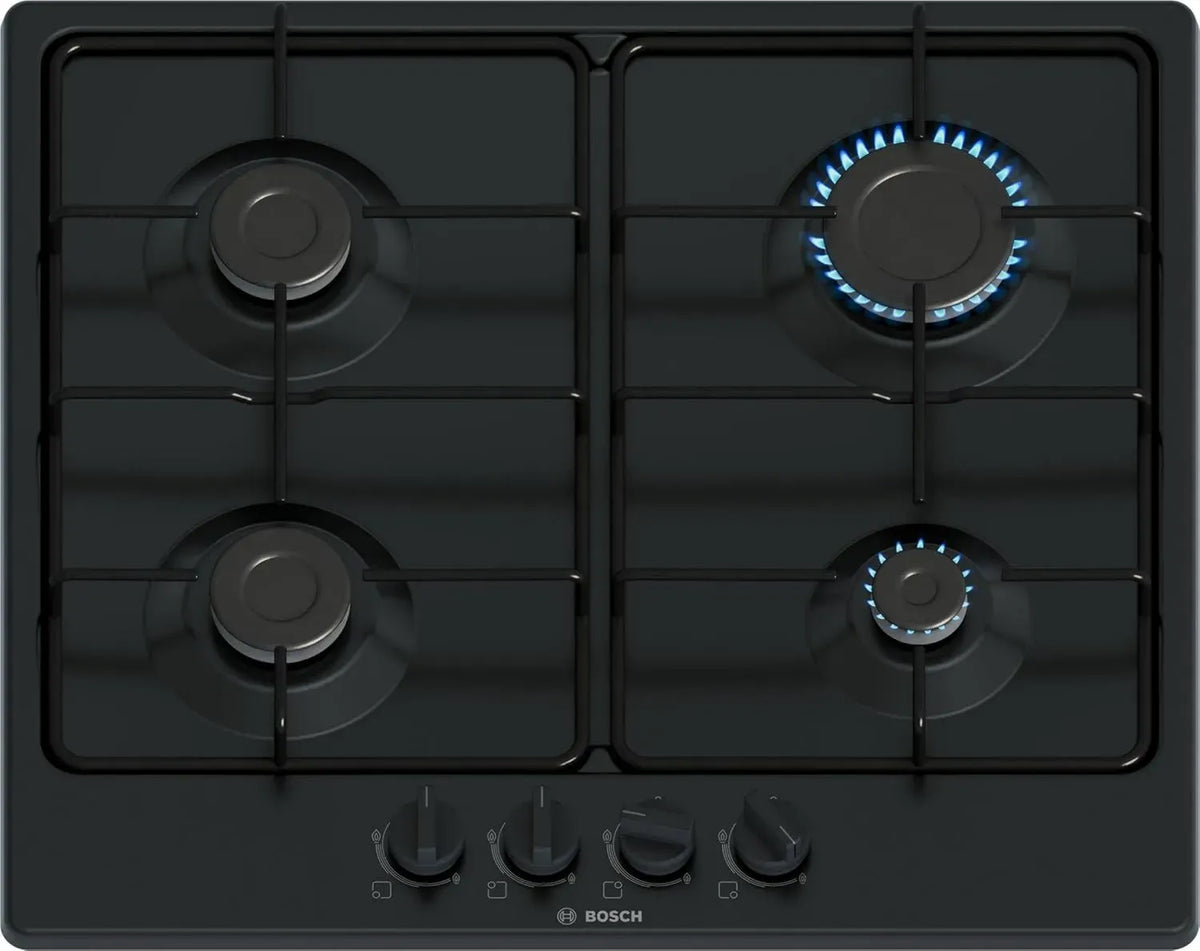 Bosch Serie 4 Piano Cottura Gas 60cm, 4 Fuochi, Manopole Ergonomiche, Nero
