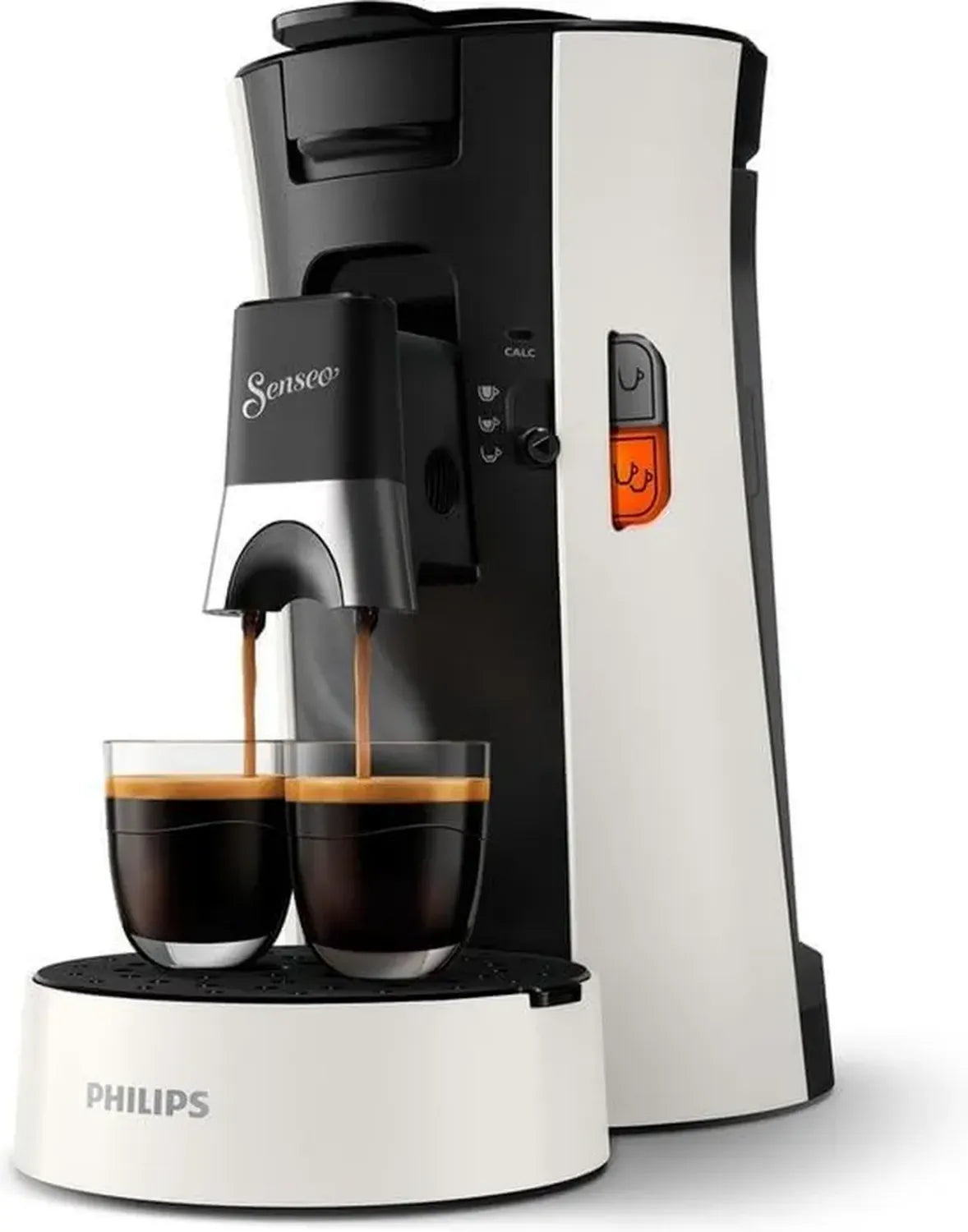 Macchina da Caffè a Cialde Philips Senseo CSA230/00 - Fino a 2 Tazze - Design Elegante - Colore Nero/Bianco