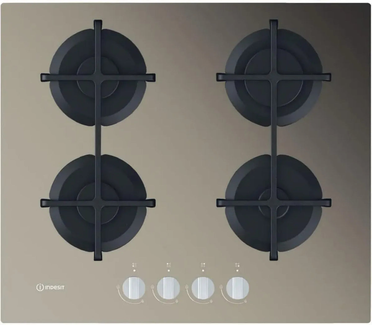 Indesit Piano Cottura a Gas 60cm 4 Fuochi Vetro con Griglie in Ghisa