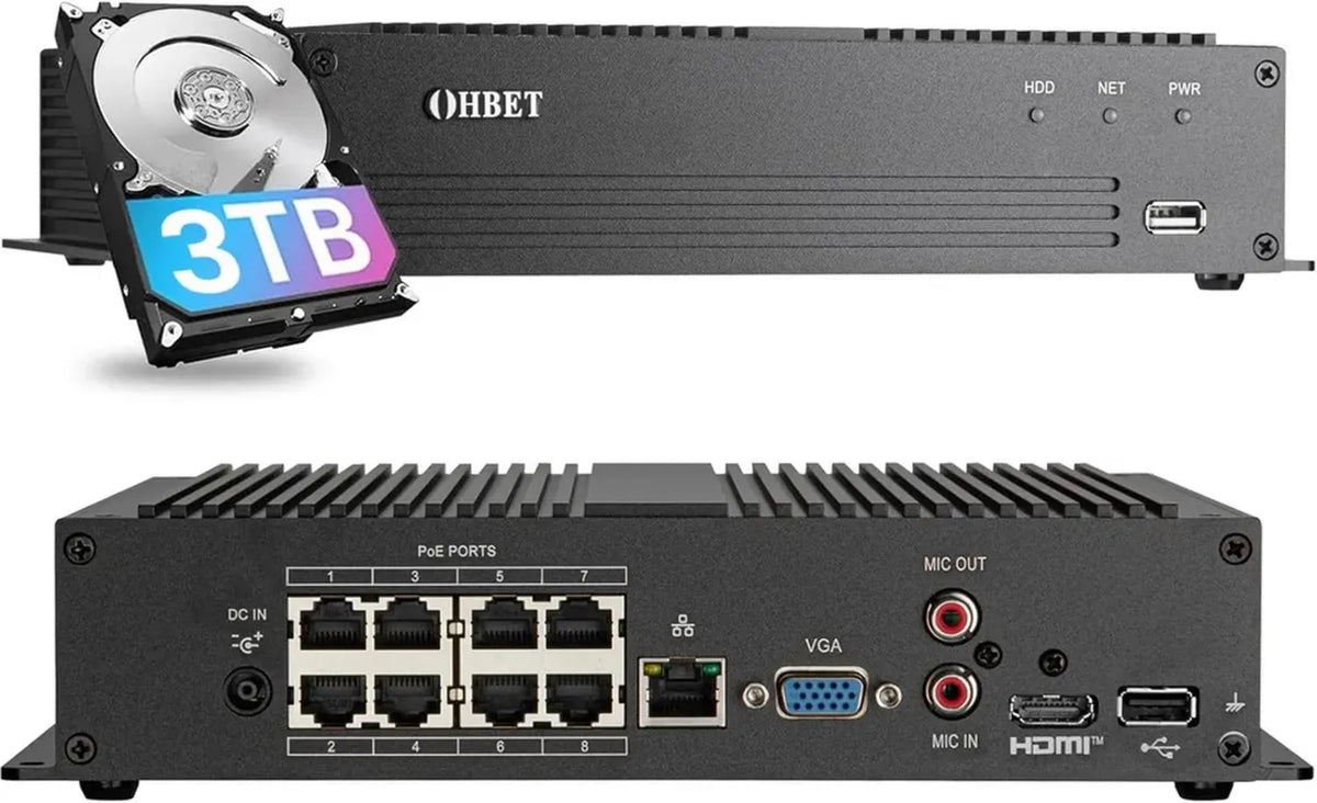Dahua NVR a 16 Canali con 8 Porte PoE e HDD da 3 TB, Uscita HDMI 4K e Sorveglianza Intelligente