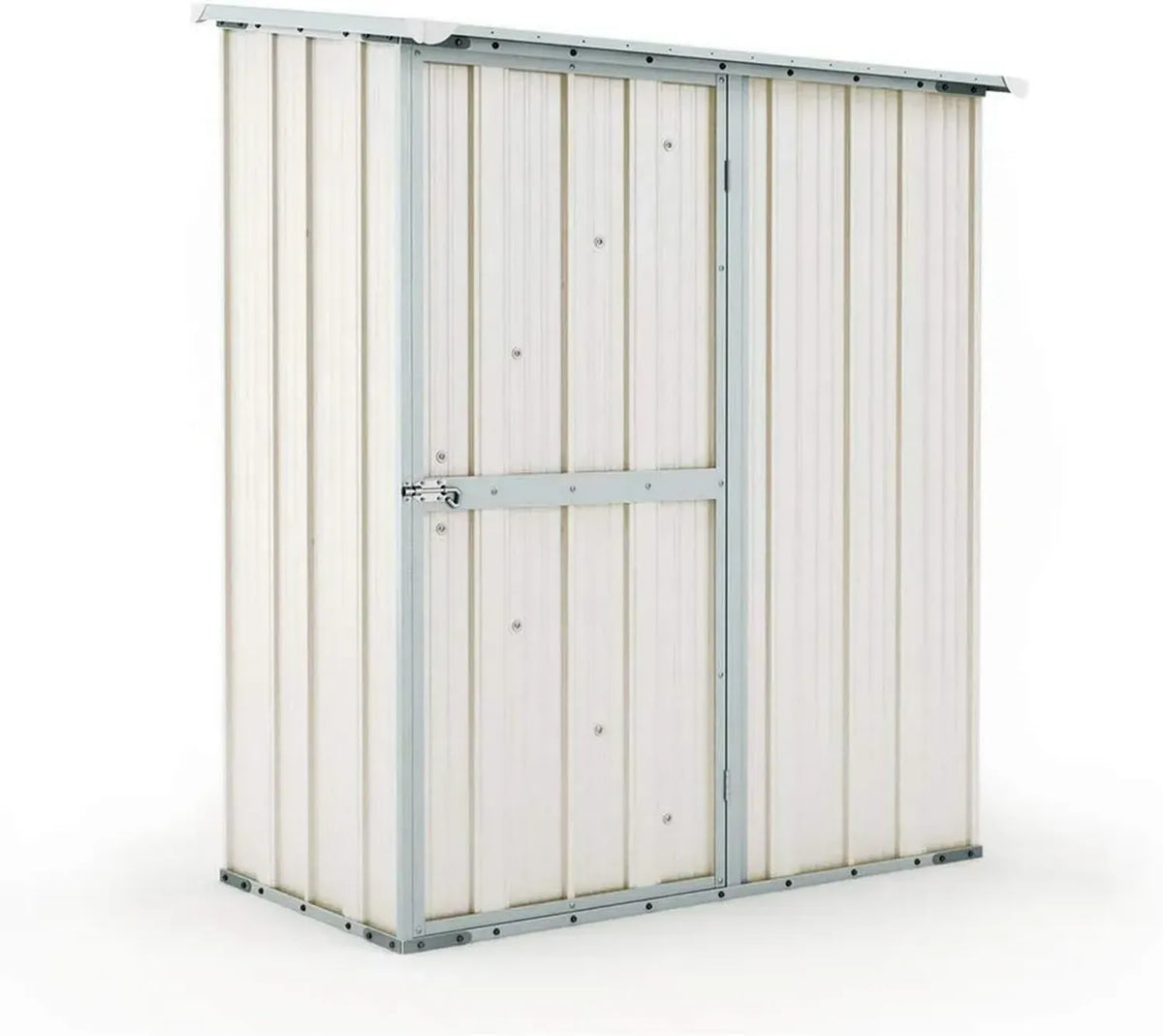 Casetta da Giardino in Acciaio Zincato 1.55 x 1.00 x 1.92 m - 50 kg (Bianco)
