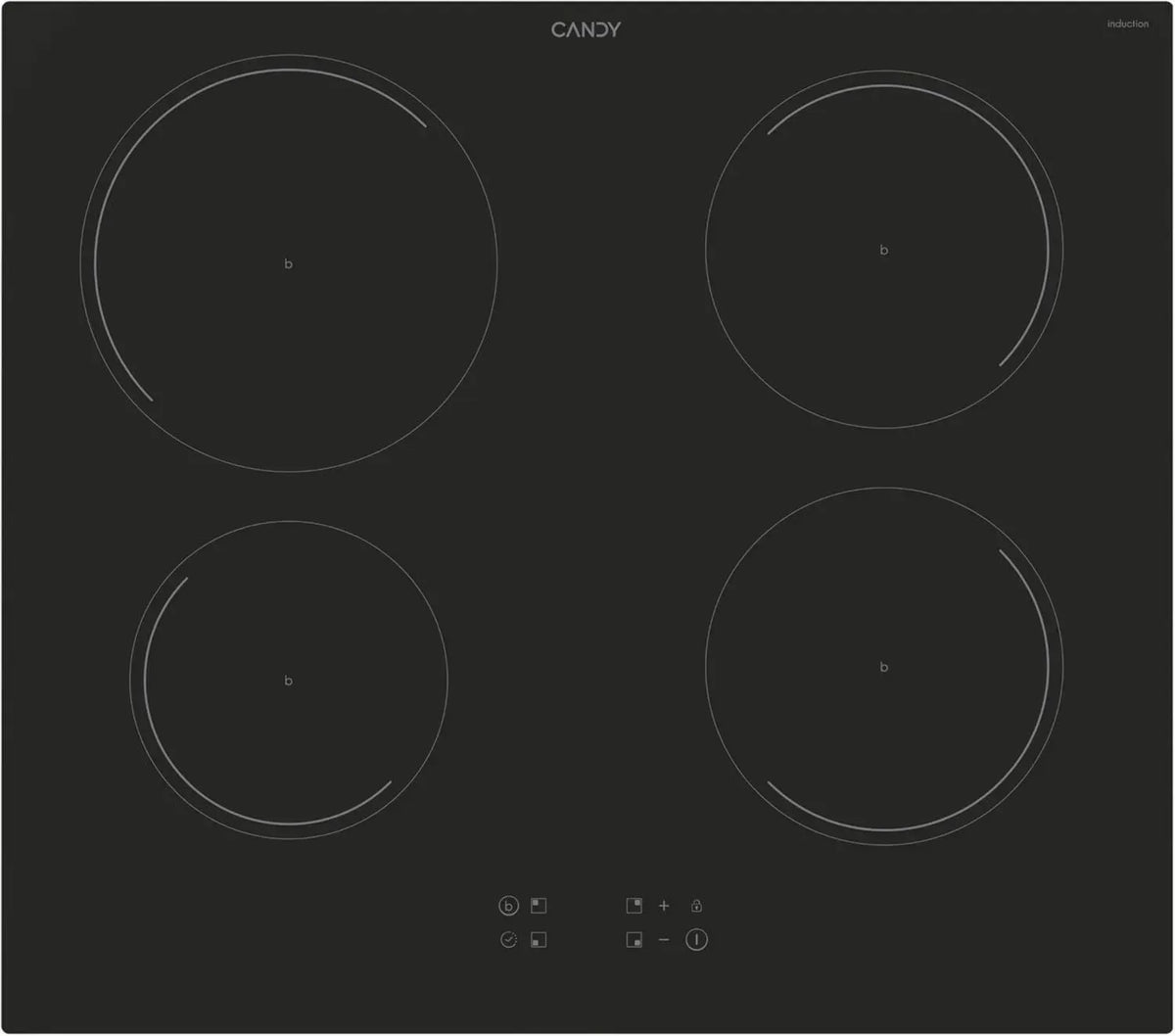Piano Cottura Induzione Candy Idea 4 Zone, Vetroceramica con Booster e Sicurezza, Nero 59x52 cm