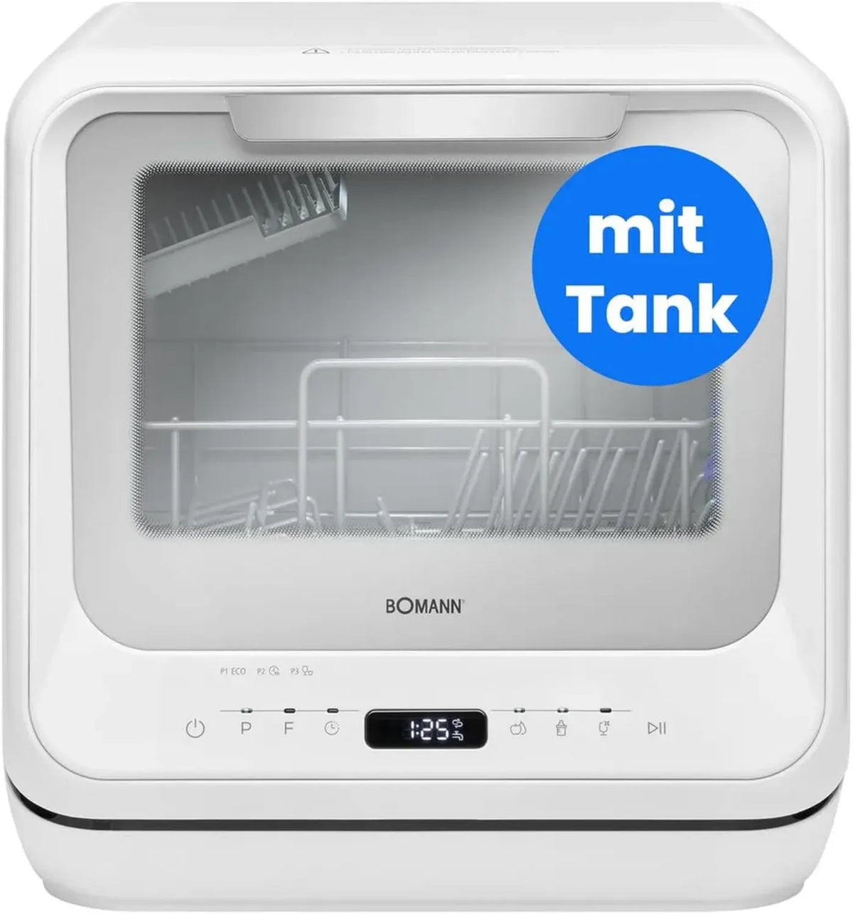 Mini Lavastoviglie da Tavolo Bomann con Serbatoio, Compatta e Silenziosa, Senza Necessità di Allaccio Idrico, 6 Programmi, Temperatura 36-70°C, Larghezza 42 cm, Ideale per Campeggio