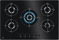Piano Cottura a Gas Electrolux Serie 600, 75 cm, 5 Fuochi con Bruciatore Wok e Sicurezza Sicurgas, Nero
