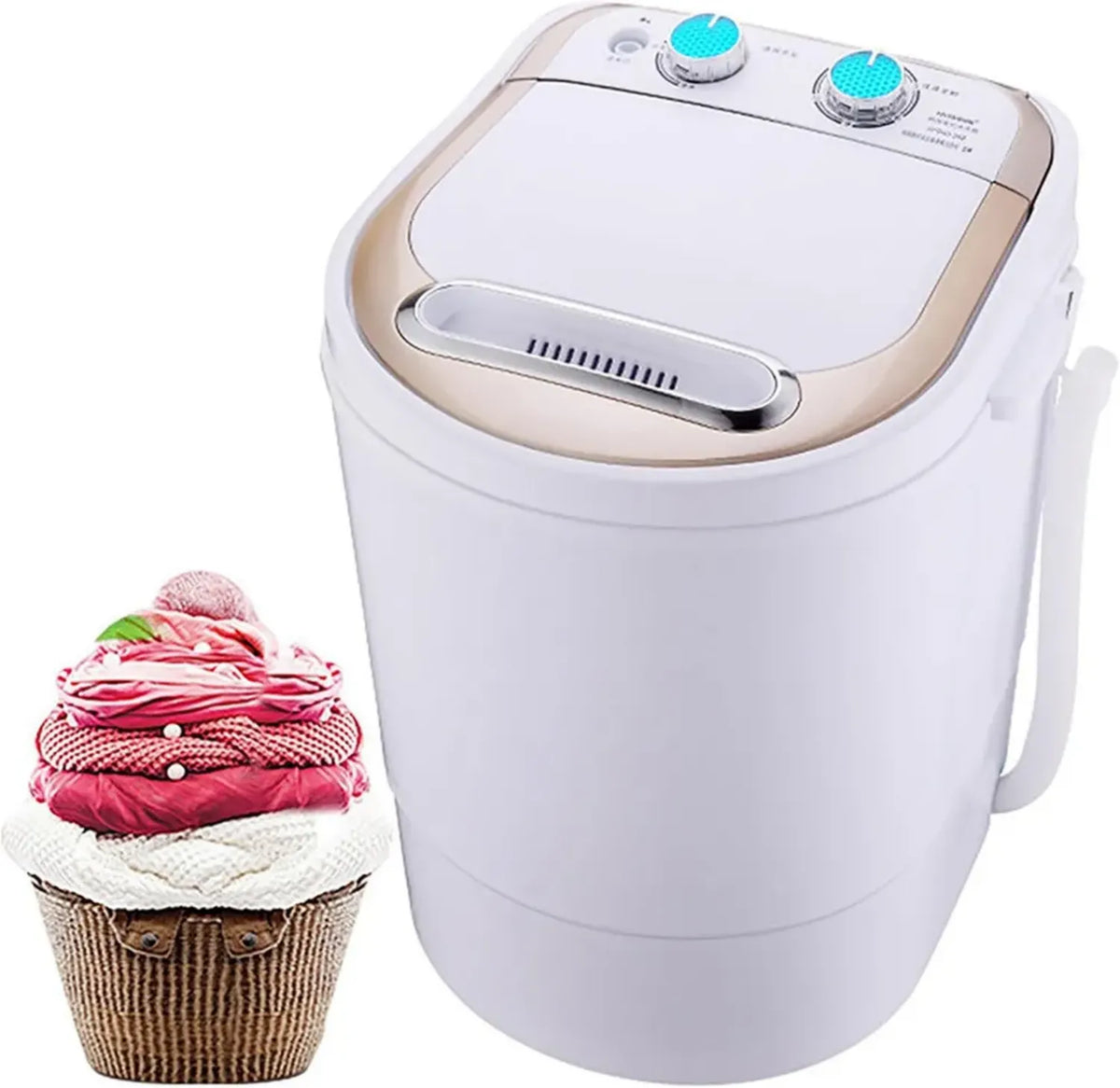 Lavatrice portatile compatta con sistema di drenaggio, ideale per campeggio e piccoli spazi, capacità 2,1-4,5 kg