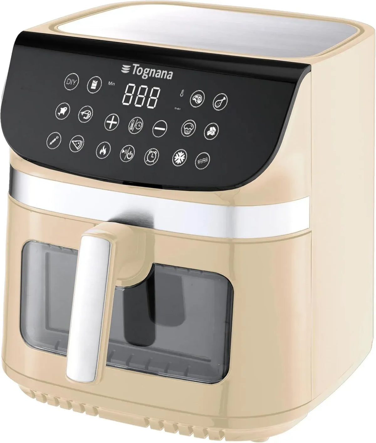 Friggitrice ad Aria Tognana Iridea 9L con Doppia Resistenza e Display Digitale, Timer Regolabile 80-200°C, Finestra di Controllo, 2200W, Colore Champagne