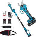 Forbici Elettriche a Batteria con Asta Telescopica, 21V 2x4000mAh, Motore Brushless, Display Digitale, Taglio 10-40mm per Giardinaggio