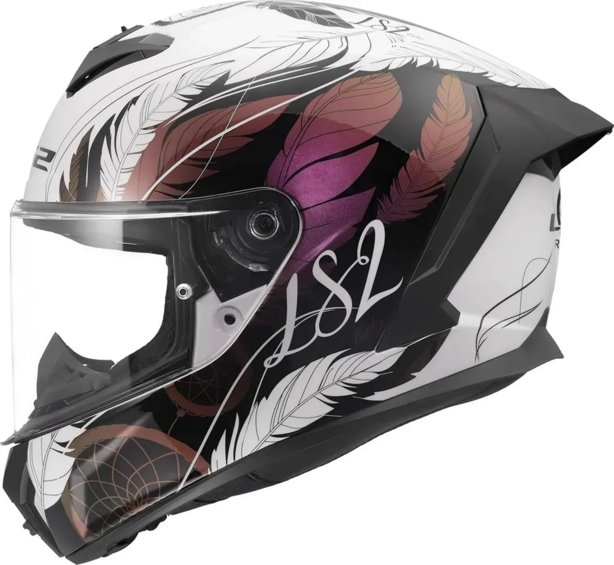 Casco Integrale Moto LS2 RAPID III BOHO Bianco Nero Rosa, Taglia M