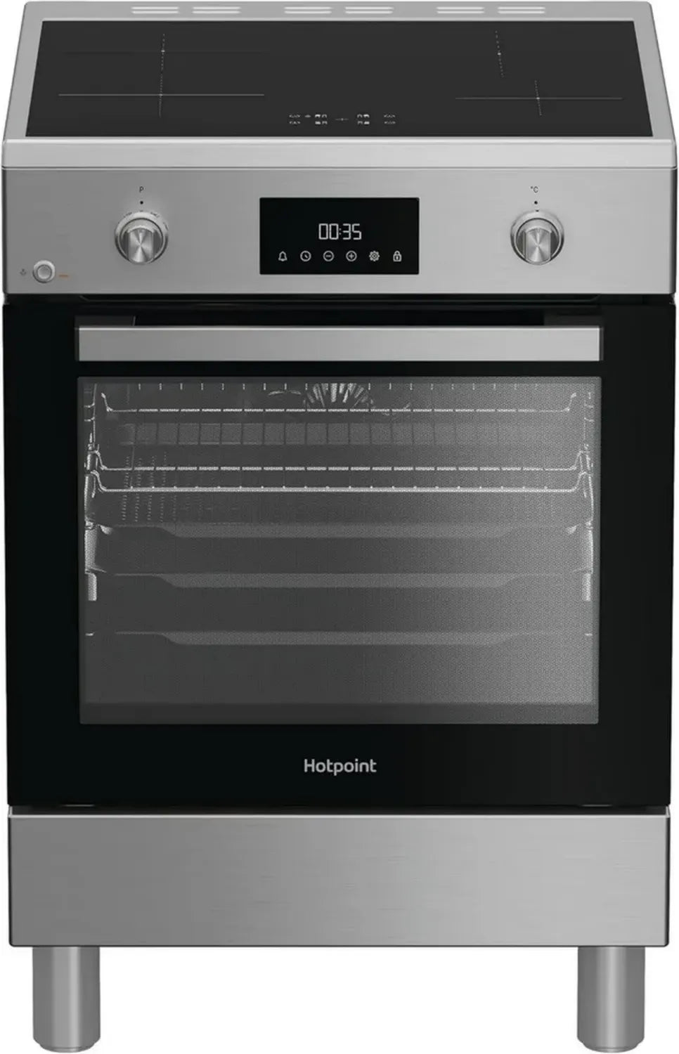 Hotpoint Ariston H6I8LMSAX – Cucina indipendente 60x60 cm, forno ventilato 72L, induzione, classe A, pulizia automatica, frittura ad aria, multiflow attivo – Acciaio inox