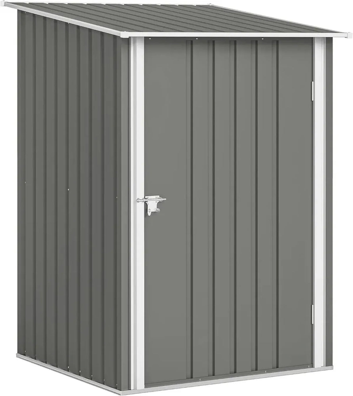 Outsunny Capanno da Giardino in Acciaio Zincato con Porta Bloccabile, Tetto Inclinato, 100x104x160 cm, Grigio