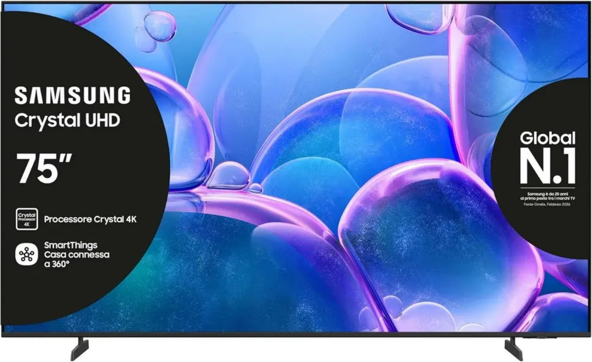 Smart TV Samsung 75'' UHD 4K con Processore Crystal, HDR e Design Metallo