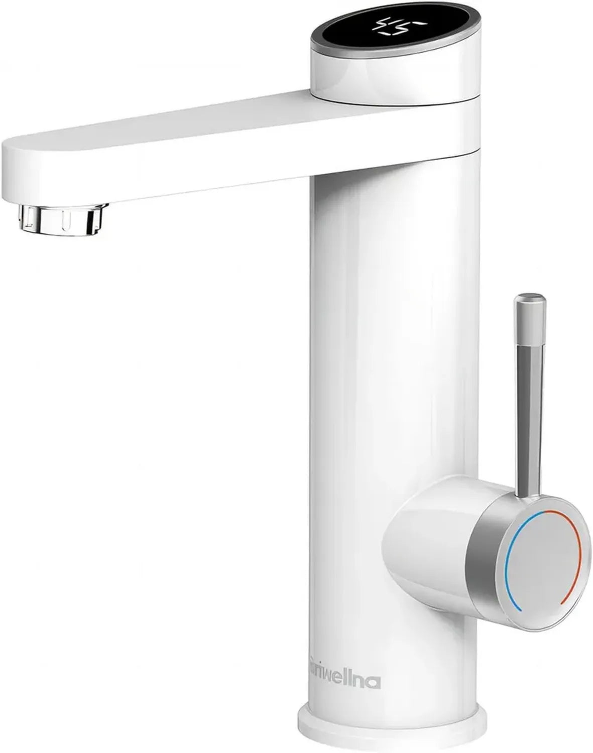 Rubinetto Elettrico Acqua Calda con Display Digitale, Scaldabagno Istantaneo 220V Senza Serbatoio, Rubinetto Girevole 120 Gradi per Acqua Calda e Fredda (Bianco)
