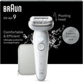 Depilatore Elettrico Braun Silk-épil 9 per Donne, Testina Flessibile, Uso Wet & Dry, Pelle Liscia e Duratura, Modello 9-011, Bianco/Argento