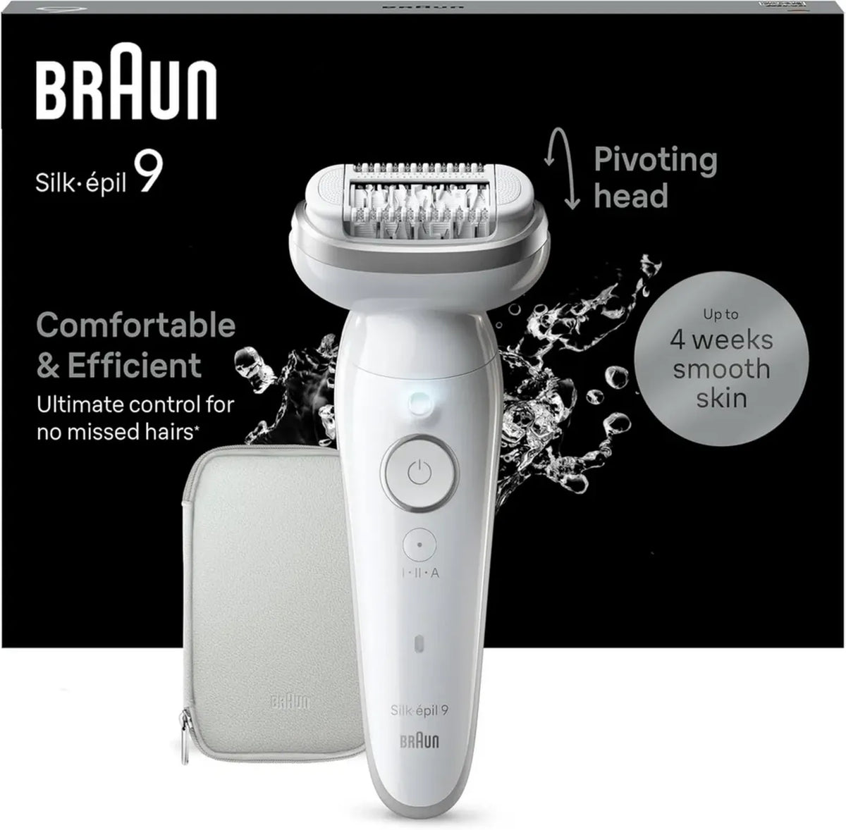 Depilatore Elettrico Braun Silk-épil 9 per Donne, Testina Flessibile, Uso Wet & Dry, Pelle Liscia e Duratura, Modello 9-011, Bianco/Argento