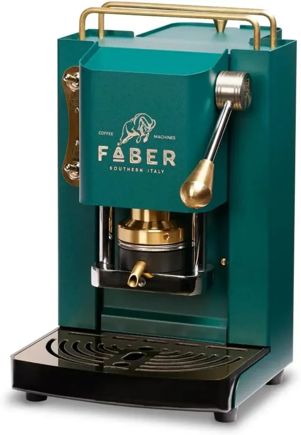 Macchina da Caffè Faber Pro Mini Deluxe con Pressacialda in Ottone - Verde Inglese