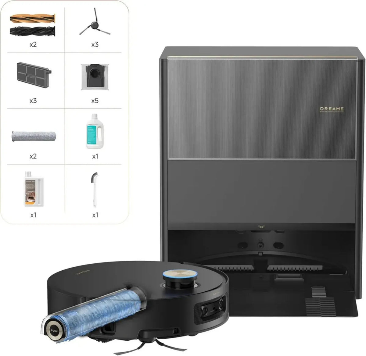Robot Aspirapolvere e Lavapavimenti DREAME Aqua10 Ultra con Rullo Nero Completo